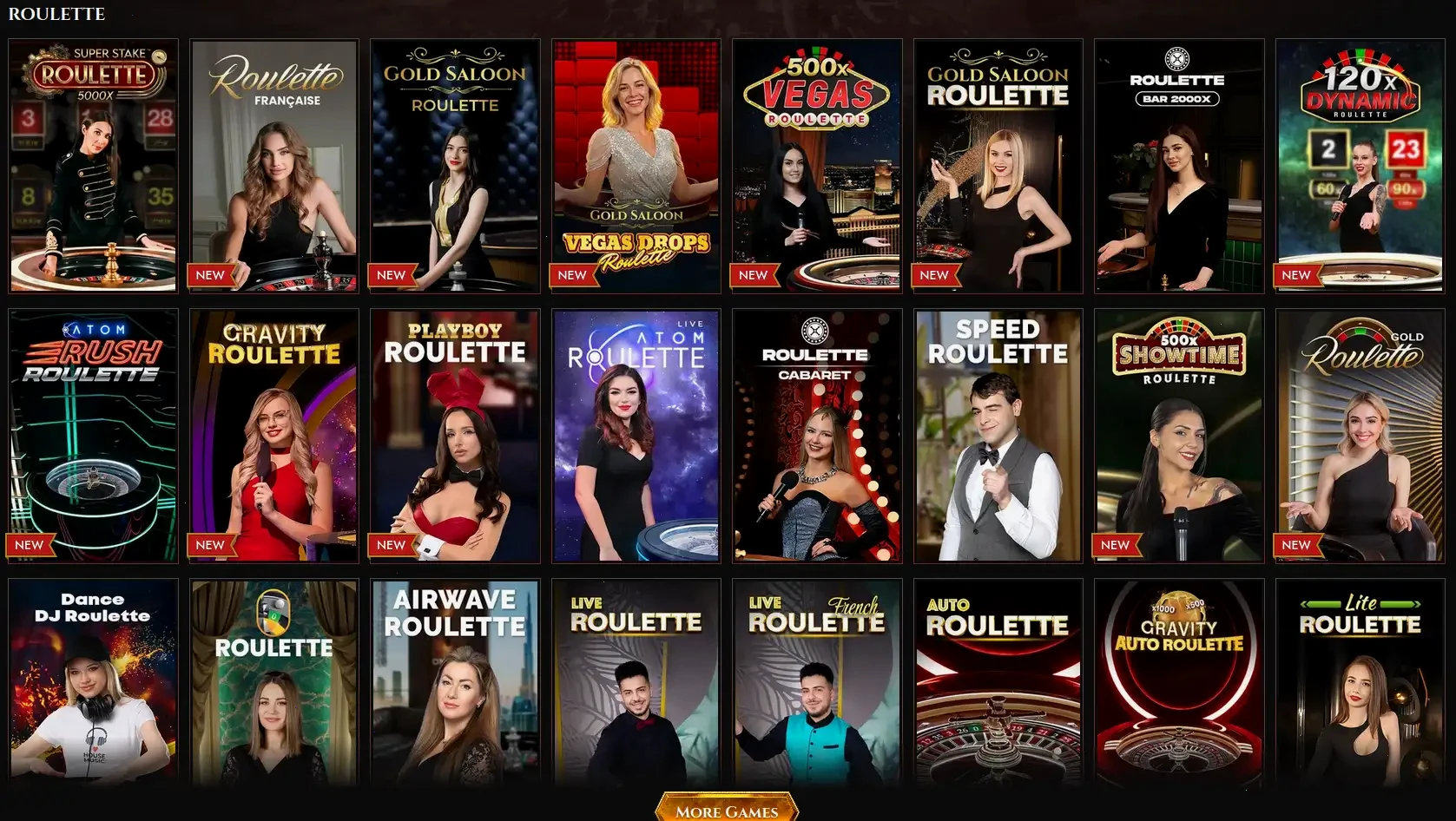 Lobby di Total Casino con slot e giochi live