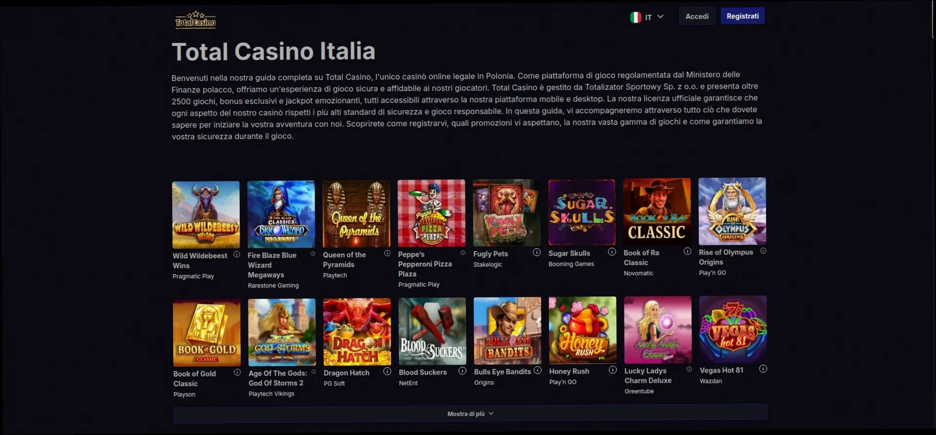 Total Casino - 100% fino a 1.000€ + 200 Giri Gratuiti